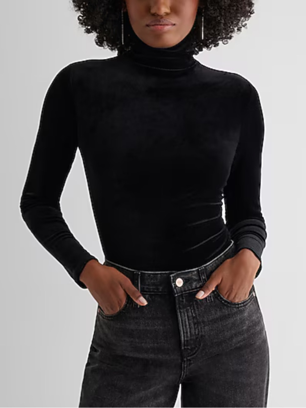 Express Body Contour Mock Neck Cropped Long sleeve